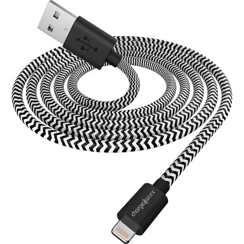 ChargeWorx 6-Inch Lightning Braided Sync & Charge Cable – Black