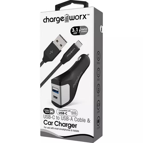 Chargeworx Usb A Usb -C Car Chrgr