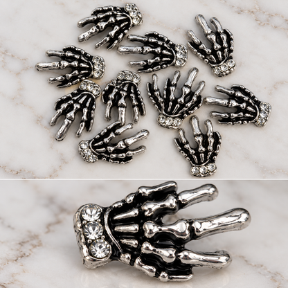 Queen - Nail Charms 10pc - #410 Silver Skeleton Hands