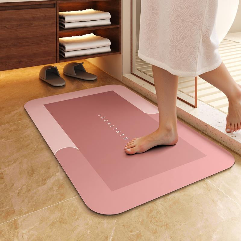 Bathroom Mat Premium Quick-Dry-Ultra-Absorbent Thin Diatomite Bath Mat-Rubber Backing Thin Non-Slip, Machine Washable, and Mildew-Resistant Rug for Shower, Kitchen, Laundry Room,And More with Geometric Design and Easy Cleaning Last-Minute Holiday Haul