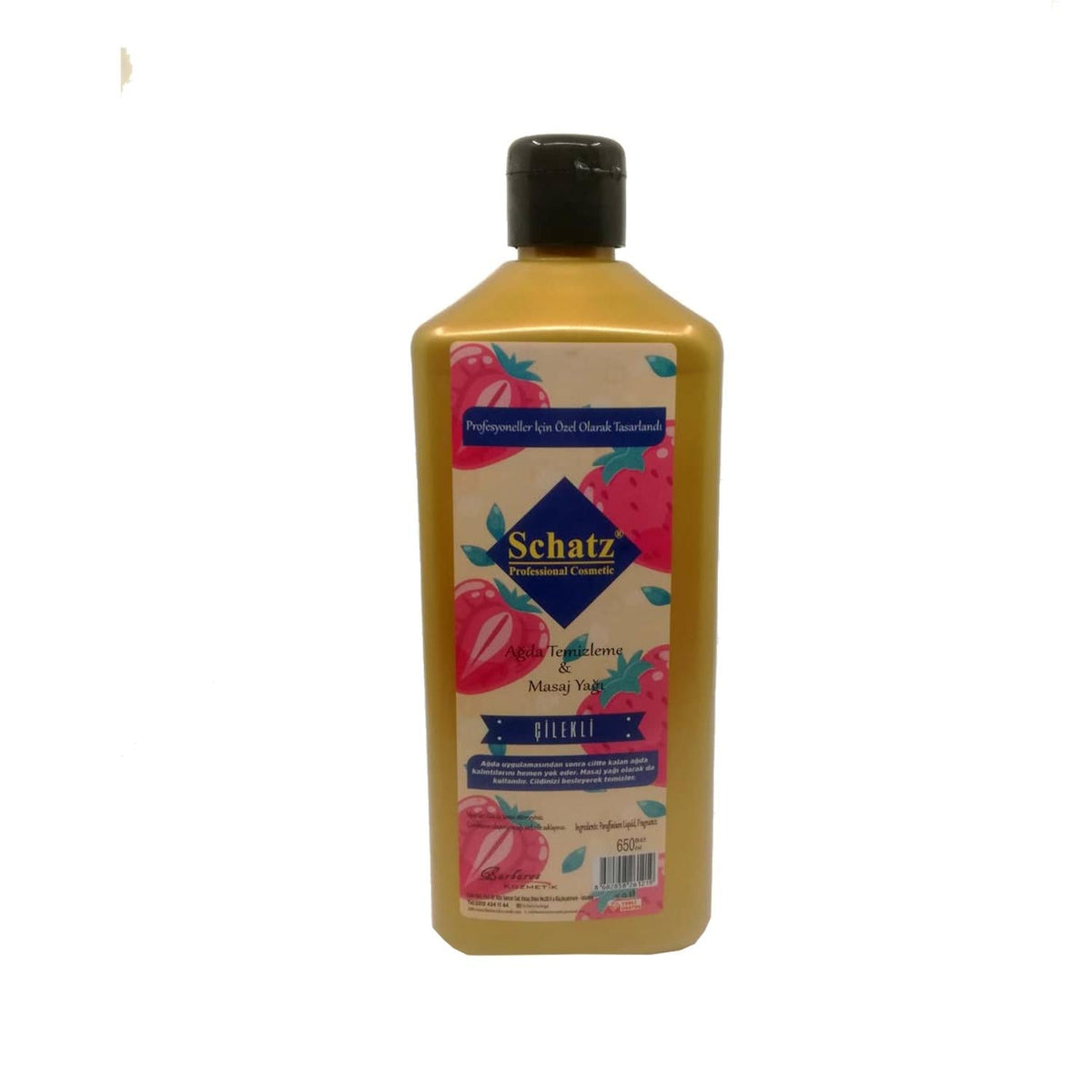 Schatz Strawberry Scented Wax Removal and Massage Oil 650ml - Soothe Skin, Effortless Wax Cleanup