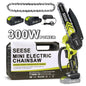 SEESE Brushless Mini Chainsaw - Portable Electric Cordless Saw for Wood Cutting, Batteries (2000Mah) ,Pruning, Gardening, Camping - Suitable for Seniors, Women Perfect Christmas & New Year Gift Idea