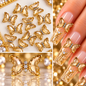Queen - Nail Charms 10pc - #324 Gold Orange Butterflies
