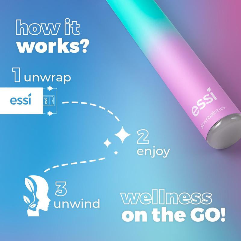 Essi Fresh Flow Premium Portable Aroma Herbal Device Mullein Thyme Mint Blend Natural Plant-Based Calming Home Fragrance on the Go
