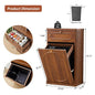 Giratree Tilt Out Trash Can Cabinet, Wood Kitchen Garbage Bin with Drawer, Fluted 10 Gallon Laundry Hamper Cabinet, Farmhouse Hidden Trash Can for Kitchen, Living Room
