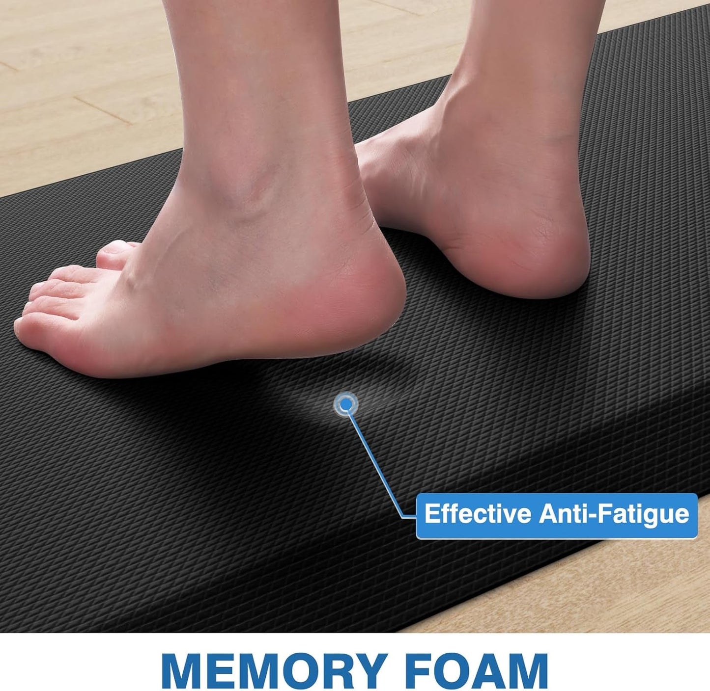 Kitchen Mats, 2PCS Kitchen Rugs, Cushioned anti Fatigue Kitchen Mats for Floor, Non-Slip Standing Desk Mat, Waterproof Kitchen Rug Set for Kitchen,20" X 32"+20" X 94.5"-Full 1Inch Thick,Black