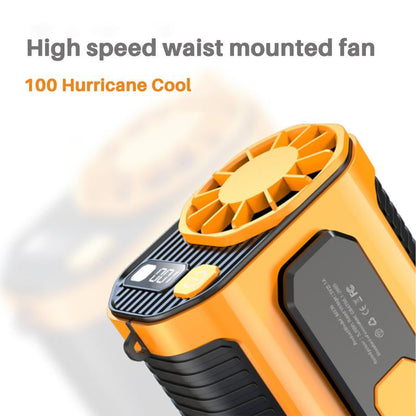 Summer Fan, Portable Waist Clip Fan, 5000 Mah Cool Clip Fan under Shirt, Belt Fan Clip on Waist Portable Cooling Fan, with LED Light, USB Rechargeable Portable Waist Fan for Outdoor Play and Work