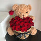 Valentine’S Day Teddy Bear with Eternal Rose Bouquet, Preserved Flower Plush Bear, Romantic Birthday Gift for Her Gift Sets
