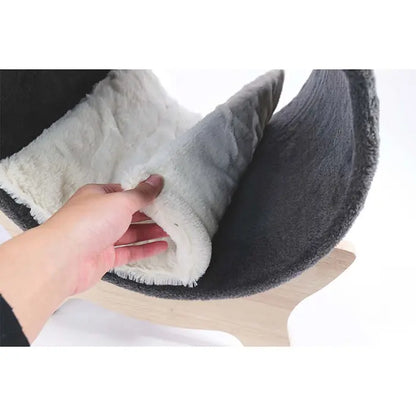 M-Pets Tunnel Elevated Wooden Leg Cat Bed Grey