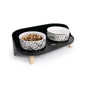 M-Pets Altitude Urban Style Double Dog Bowl Set Black & White