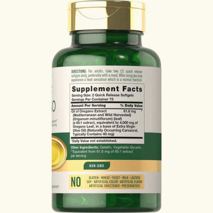 Carlyle Oil of Oregano 4000Mg Supplement 150 Softgel Capsules Non-Gmo Gluten Free Contains Carvacrol Traditional Herb Health Food