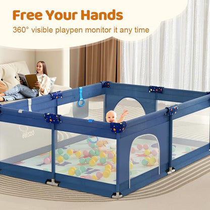 Cozibb BP01 Baby Playpen with Mat, 71" × 59" Extra Large Playpen for Babies and Toddler, Baby Fence Play & Sleep Area for Indoor & Outdoor