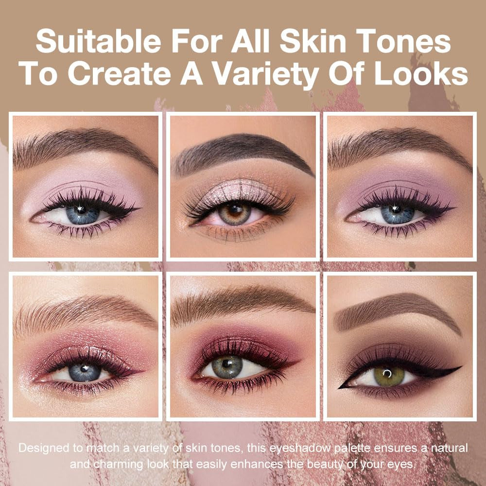 Kaely 6 Colors Mini Rose Pink Eye Shadow Palette Makeup, Mauve Plum Matte Shimmer Eyeshadow Palette for Older Women Highly Pigmented Waterproof, Paleta De Sombras De Ojos, Vegan & Cruelty-Free, 04