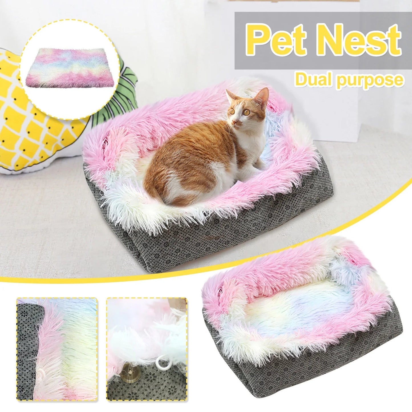 EWASWON Dog Bed for Small Dogs, Cozy Calming Pet Bed for Dogs Cats, Anti-Anxiety, Non-Slip and Machine Washable, Perfect for Home, Indoor/Outdoor Use