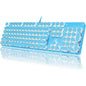 Typewriter Style Mechanical Gaming Keyboard RGB Backlit Wired with Blue Retro round Keycap 104 Keyboard (White 104 RGB)