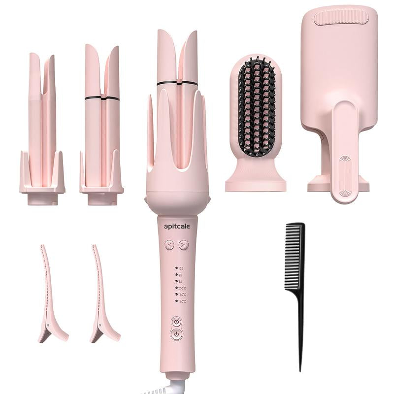 Curling Iron Wand -5 in 1 Curling Wand Set with 3 Barrel Hair Crimper for Women, Fast Heating Crimper Wand Curler in All Hair Type, Women Gifts