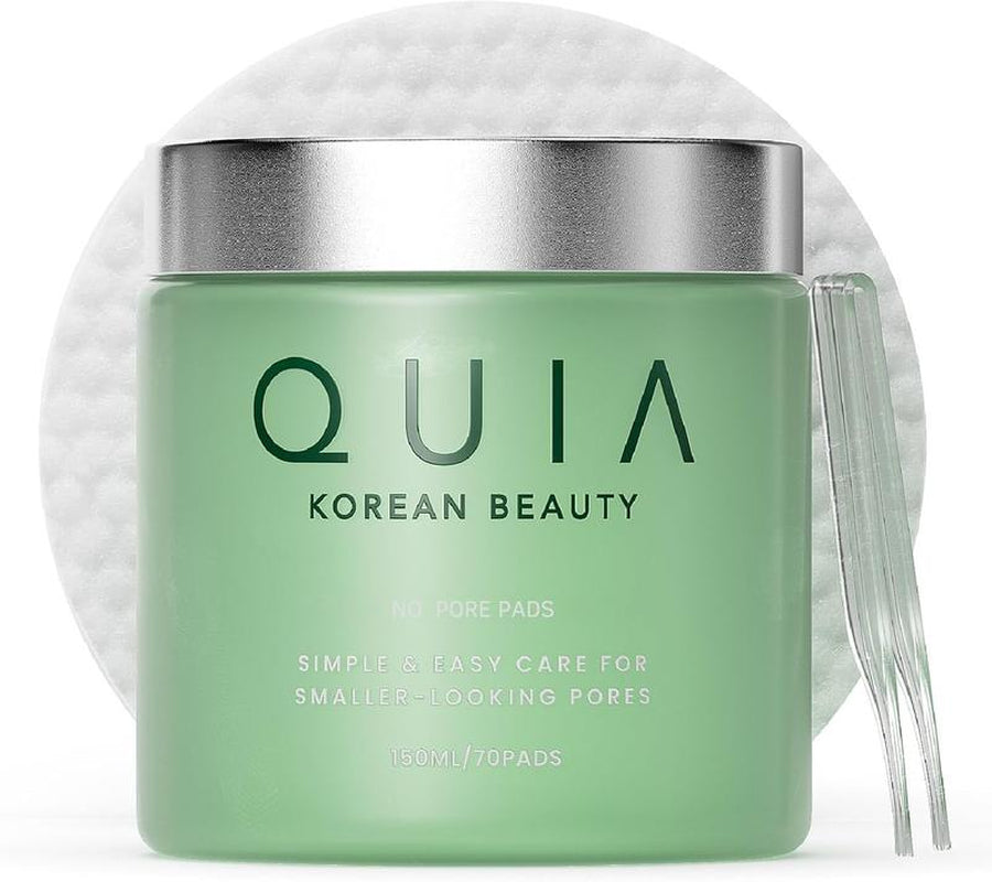 QUIA Dual-Action Toner Pads – Gentle PHA Exfoliation for Sensitive Skin – Instantly Hydrate and Minimize Pores – 70 Soft-Touch Korean Textured Pads – Blackhead and Blemish Control