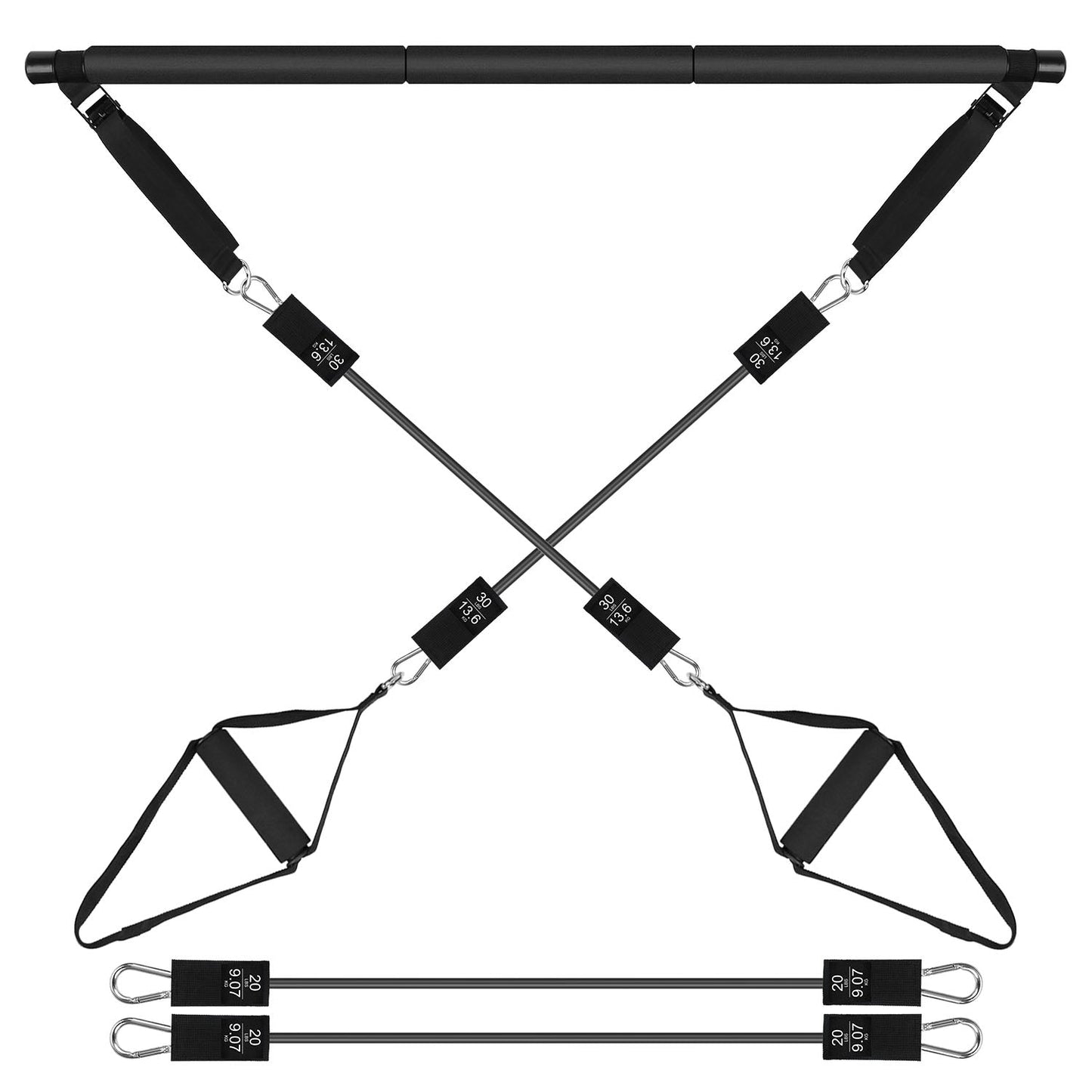 Pilates Bar Kit with 100LBS Resistance Bands Multifunctional Pilates Yoga Toning Bar Full Body Exercise Equipment Set for Beginners Intermediates Prof