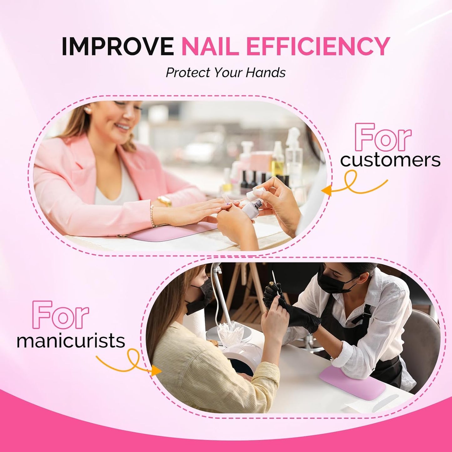 Portable PU Leather Nail Arm Rest - Pink