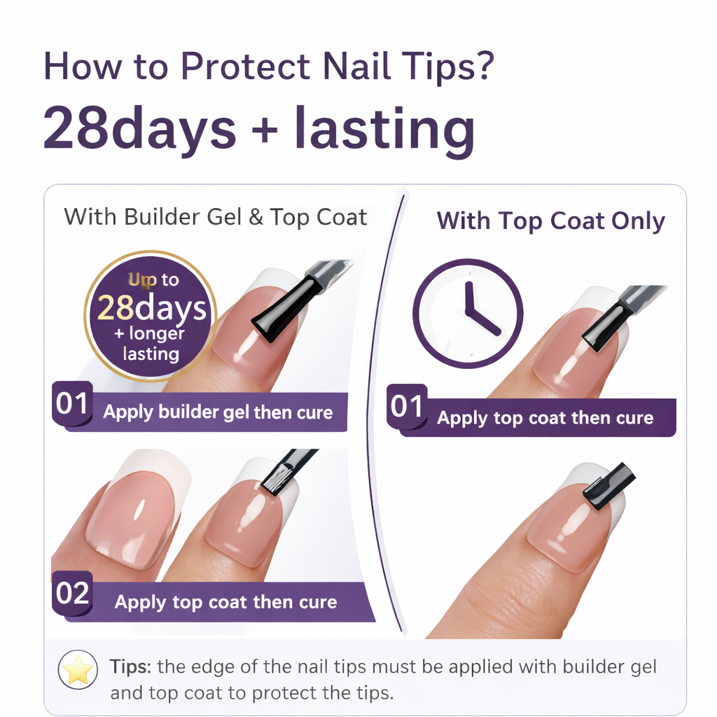 Salon-Style French Tip Press-On Nails - Coffin #036