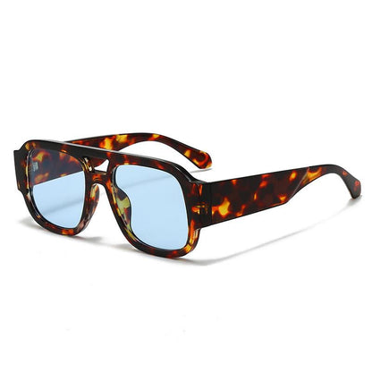 Retro Pilot Sunglasses for Men Women Double Bridge Aviation Square Sunglasses 70S Fashion Classic Sun Glasses Vintage Shades UV400 Protection