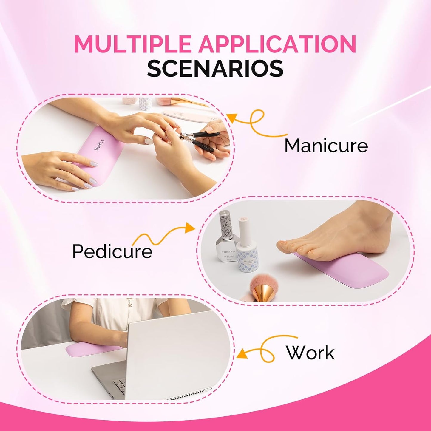 Portable PU Leather Nail Arm Rest - Pink