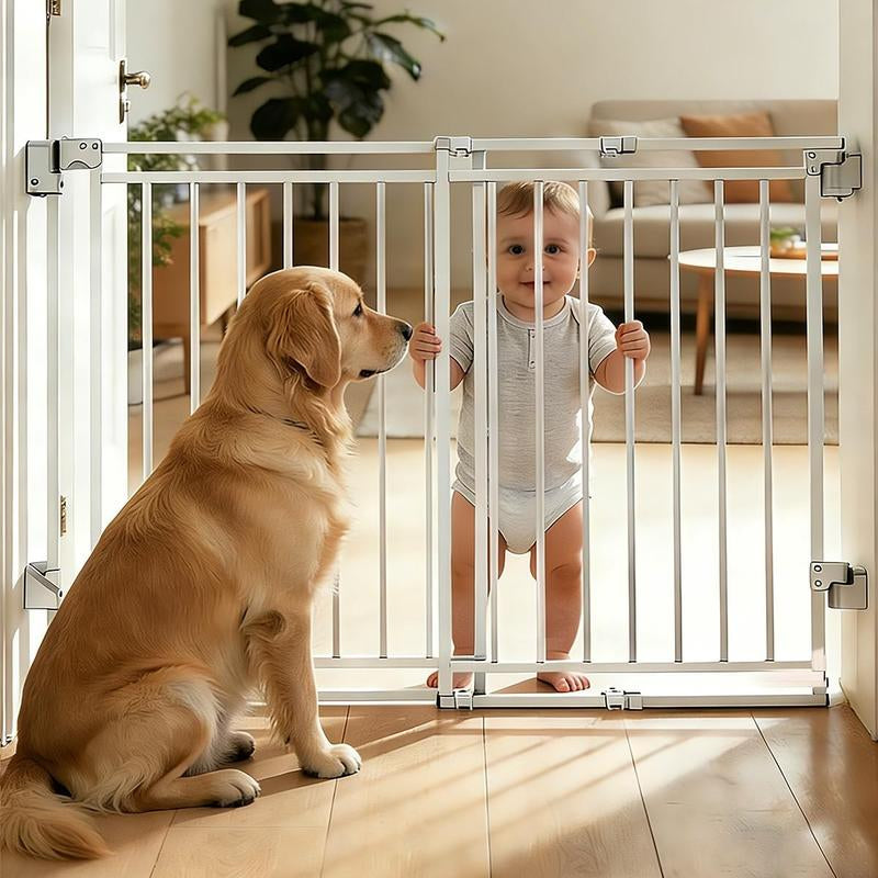 Baby Gate for Stairs Doorways & Kitchen, 26.4"-43" W X 29" H, No Bottom Bar Dog Gate, One-Handed Auto-Close, Hardware Mount Safety Gate for Dogs & Toddlers, Black