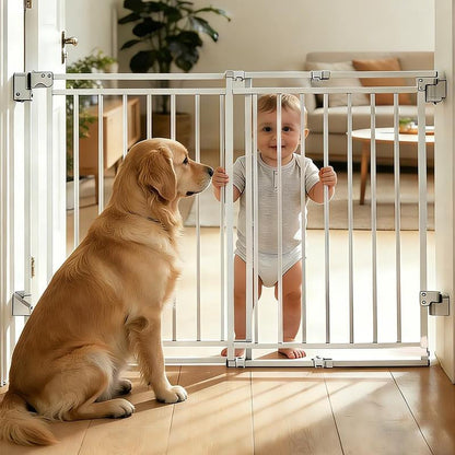 Baby Gate for Stairs Doorways & Kitchen, 26.4"-43" W X 29" H, No Bottom Bar Dog Gate, One-Handed Auto-Close, Hardware Mount Safety Gate for Dogs & Toddlers, Black
