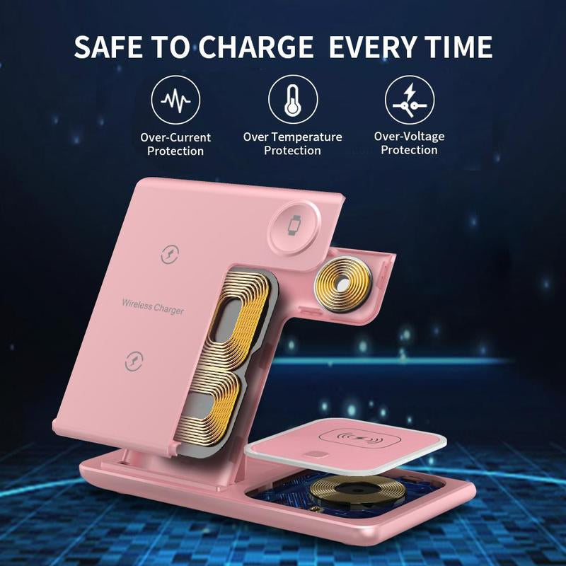 VEEROON 3 in 1 Wireless Charging Station, Multifunctional Wireless Charger Stand, Fast Charging Station for Iphone Iwatch Airpods, Electronic, Smart Charging Dock