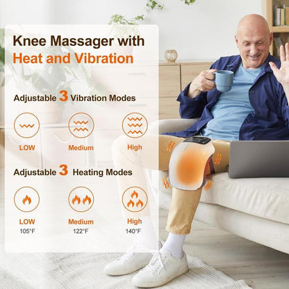 Portable Knee Massager with Built-In Battery, Vibration Hot Compress Intelligent Knee Protector, Shoulder Elbow Knee Multi-Function Massage Tool