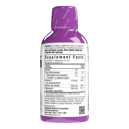Bluebonnet Liquid Calcium Magnesium Citrate Plus Vitamin D3, Mixed Berry, 16 oz