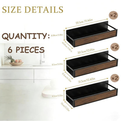 Magnetic Refrigerator Organizer Shelf｜No Drill Fridge Side Spice Rack｜Carbon Steel Magnetic Storage with Wood-Grain Look｜Strong Hold Space Saving Kitchen Organizer for Small Kitchens