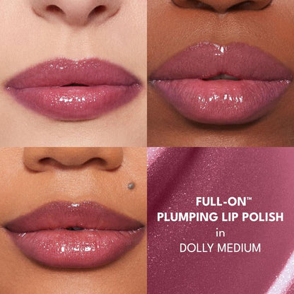 BUXOM Full-On Plumping Lip Polish Gloss - Dolly Shade Extension Lipgloss, High-Shine Shimmer, Hydrating Peptide Complex, Non-Sticky, Cruelty-Free, Hydrating