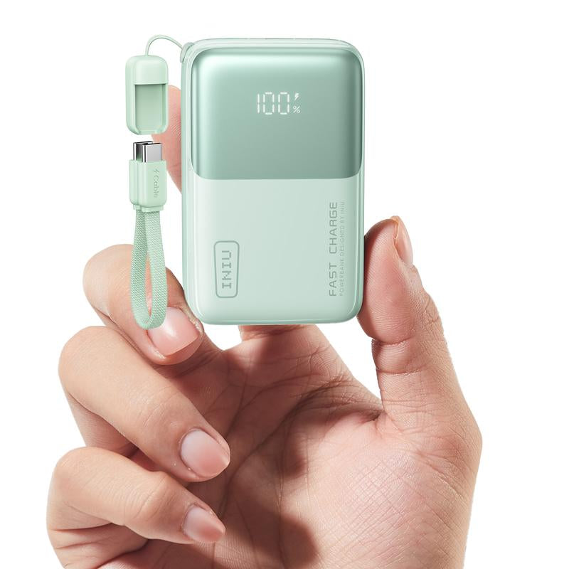 INIU Zapmini 45W PD 10000Mah Power Bank, Ultra Small Pocket Size Powerbank, Carry P50-E1 Travel Essentials Portable Charger, Detachable Lanyard USB C Cable Fast Charge Phone Battery Pack for Iphone 17 16 15 Series Ipad Airpods Samsung Switch Perfect Gift