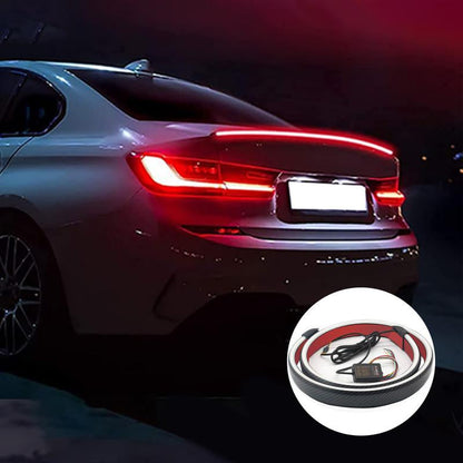 47-51In Dynamic White Yellow Carbon Fiber LED Spoiler Light Car Trunk Spoiler Roof Lip Kit Car Rear Spoiler Light Strip 12V