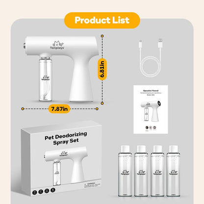 【3S Odor Neutralization】Electric Pet Deodorizing Spray - Urine Odor Eliminator, Cat Litter Freshener, Plant-Based Formula for Dogs & Cats, Indoor Anti-Mite & Antibacterial Solution