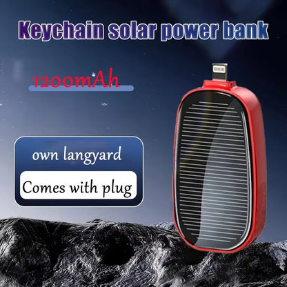 Solar Power Bank Mini Key Ring Portable Charger 1200Mah Outdoor Camping External Battery Emergent Power Cargador Portátil 보조배터리