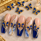 Queen - Nail Charms 10pc - #031 Gold Sapphire Crystal Butterflies