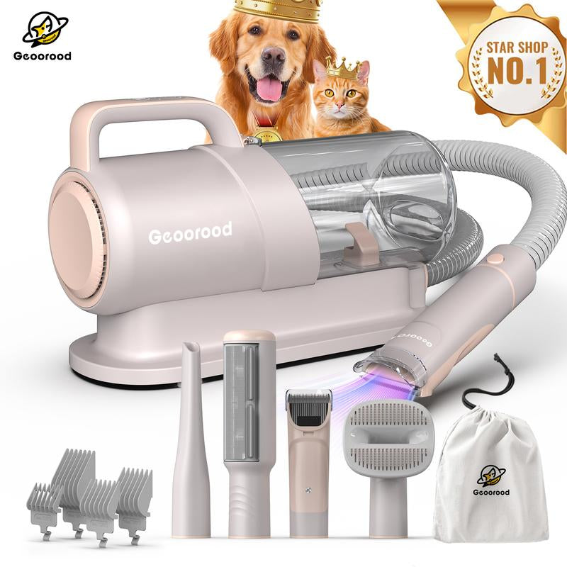 Geoorood Dog Grooming Vacuum All-In-One Kit with 10Kpa Suction, 2.2L Dust Tank, Adjustable Combs, Lightweight Design, Perfect for Gifts & Home Use