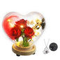 Handmade Rose Heart Glass Case with LED Lights & "I Love You" Necklace in 100 Languages Perfect for Valentine'S Day Anniversaries Birthdays Christmas Gifts for Women