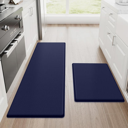 Kitchen Mats, 2PCS Kitchen Rugs, Cushioned anti Fatigue Kitchen Mats for Floor, Non-Slip Standing Desk Mat, Waterproof Kitchen Rug Set for Kitchen,20" X 32"+20" X 94.5"-Full 1Inch Thick,Black