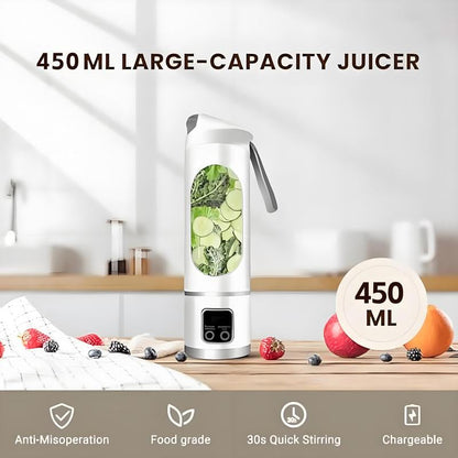 Portable Juicer, USB Rechargeable Juice Extractor Cup with LED Display, Fruit Juicer, Vegetable Juicer, Suitable for Outdoor Carrying Use, BPA Free Eco-Friendly Juicer Machine, Travel Mate and Kitchen Gadgets, Valentine'S Day Gifts for Adults