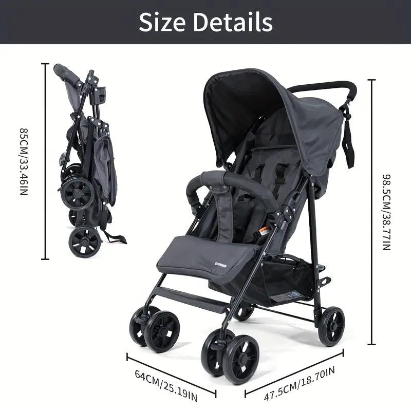 Lightweight Multi-Purpose Stroller - Modular Blackstroller, Stroller Toys,Modular Black Stroller, Babys Trollerwagon, Single Stroller,Multi-Position Recline, Summerventilation, Daily Use Everyday Stroller