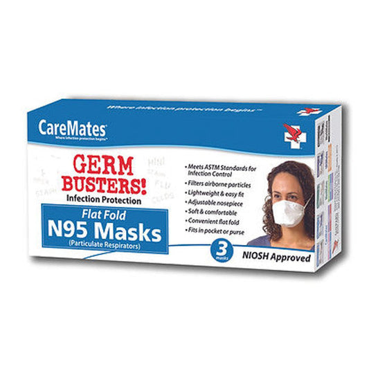 CareMates 03710420 N-95 NIOSH Masks, 3 Flat Fold - Case Of 25