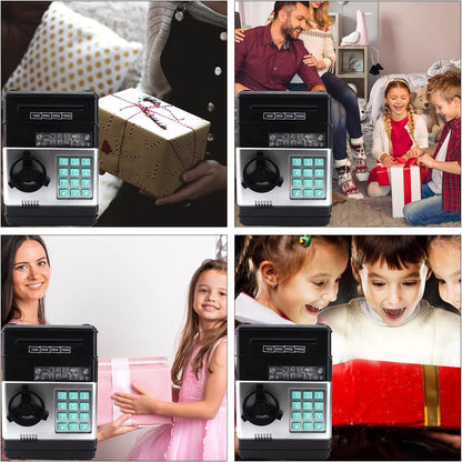HUSAN Piggy Bank for Kids, Electronic Password Code Money Bank ATM Bank Box Coin Bank for Children Boys and Girls (Black)