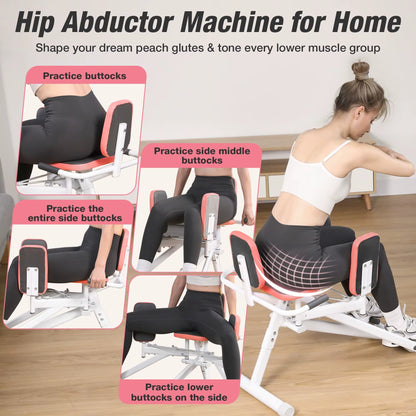 WARMOUNTS Hip Abductor Machine Glute & Thigh Trainer for Women -Adjustable Resistance Band, 300Lbs Weight Capacity for Home Gym