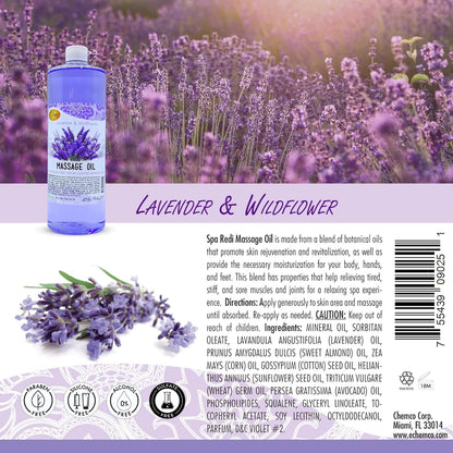 Massage Oil 32oz - Lavender & Wildflower | Mani Pedi Body
