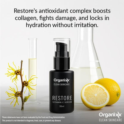 ORGANIXX Restore Vitamin C Serum with Hyaluronic Acid & Organic Vitamin E for Brighter & Smoother Skin 30Ml