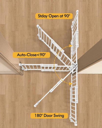 Baby Gate for Stairs Doorways & Kitchen, 26.4"-43" W X 29" H, No Bottom Bar Dog Gate, One-Handed Auto-Close, Hardware Mount Safety Gate for Dogs & Toddlers, Black