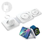 UNIQNOVA 3In1 Wireless Fast Charging Station for Iphone 17/16/15/14/13/12 Series, Airpods 3/2/Pro, Iwatch - Mag-Safe Metallic Foldable Charger Stand